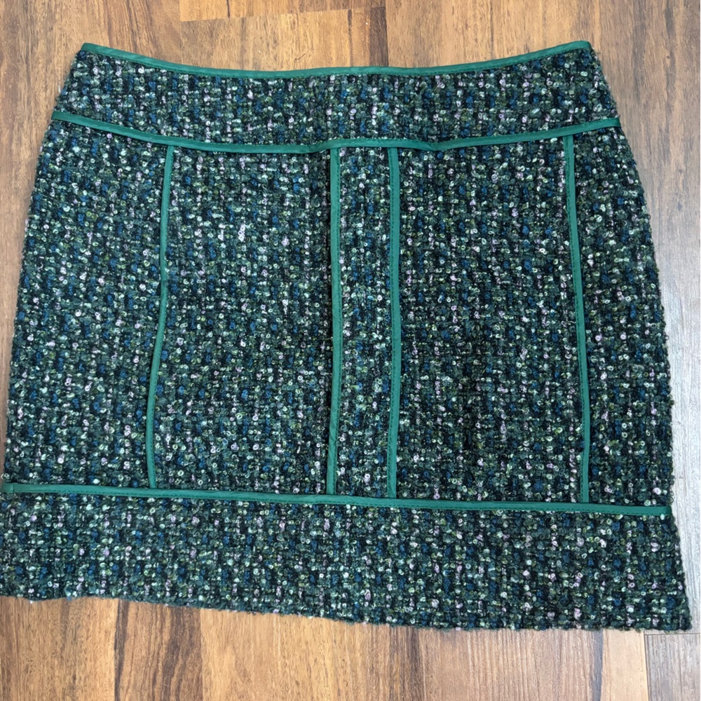 J. Crew Emerald Tweed Mini Skirt